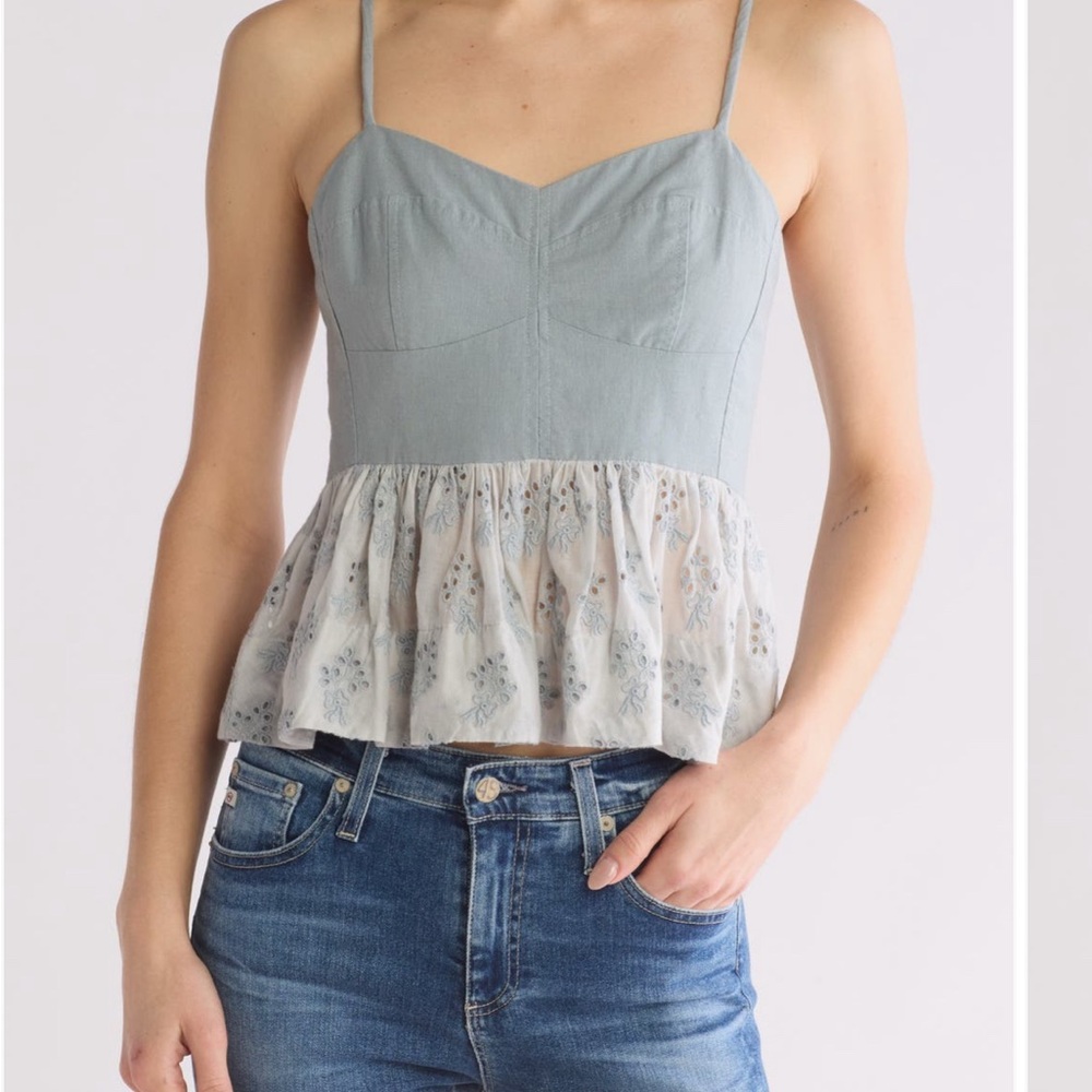 The GREAT Women's Blue Peplum Top